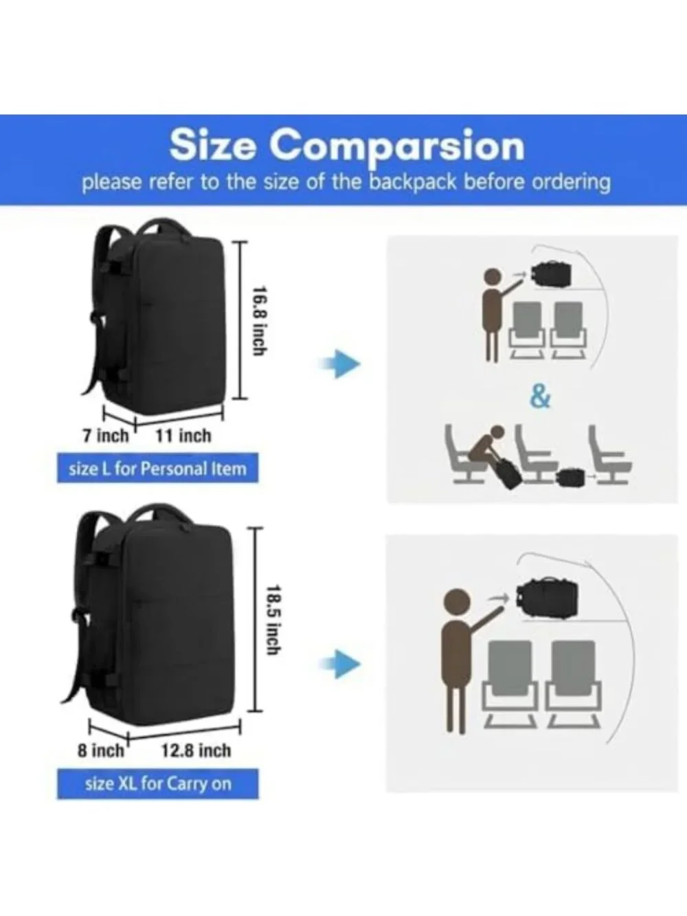 Versatile Travel Backpack for Men & Women, Carry-On with Shoe Compartment